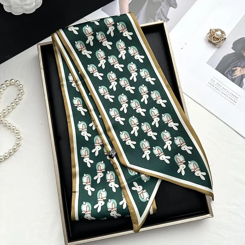 Long Silk Scarf Hair Belt Women Spring Autumn Matching Set