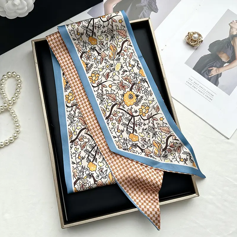 Long Silk Scarf Hair Belt Women Spring Autumn Matching Set