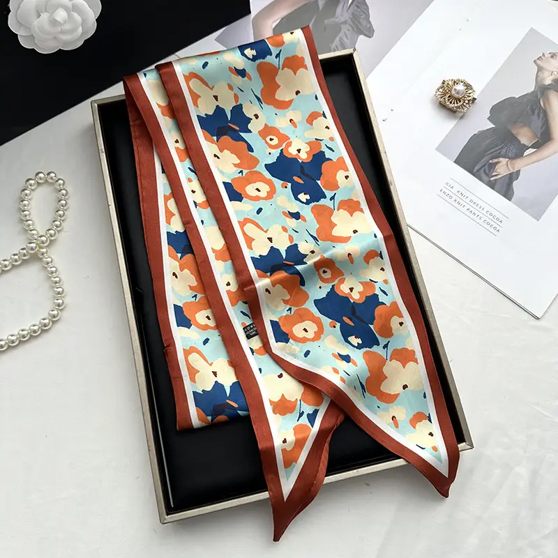 Long Silk Scarf Hair Belt Women Spring Autumn Matching Set