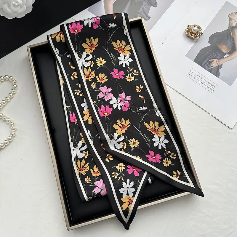 Long Silk Scarf Hair Belt Women Spring Autumn Matching Set