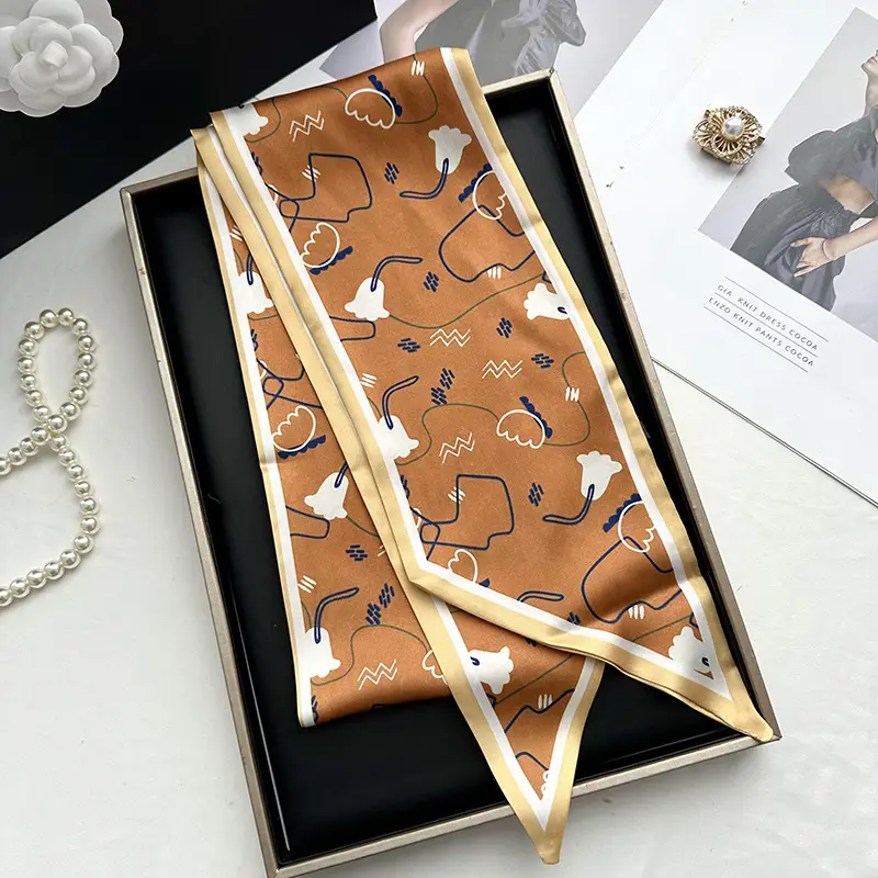 Long Silk Scarf Hair Belt Women Spring Autumn Matching Set