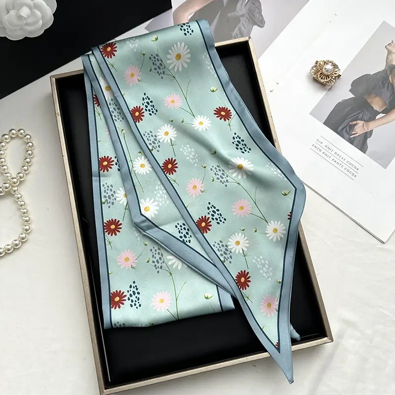 Long Silk Scarf Hair Belt Women Spring Autumn Matching Set