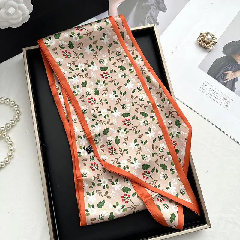 Long Silk Scarf Hair Belt Women Spring Autumn Matching Set