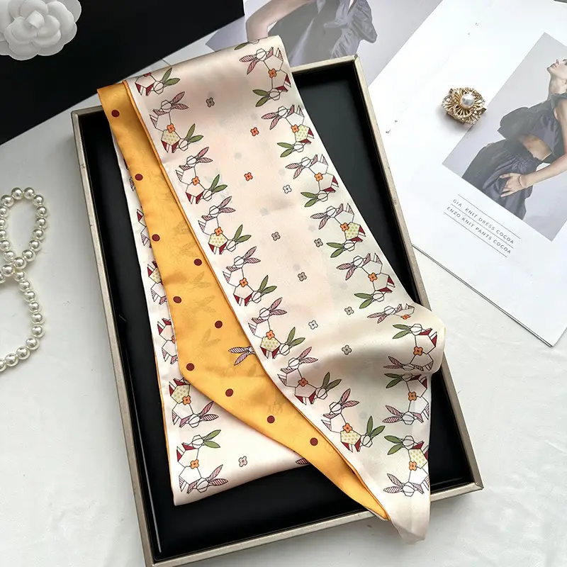Long Silk Scarf Hair Belt Women Spring Autumn Matching Set