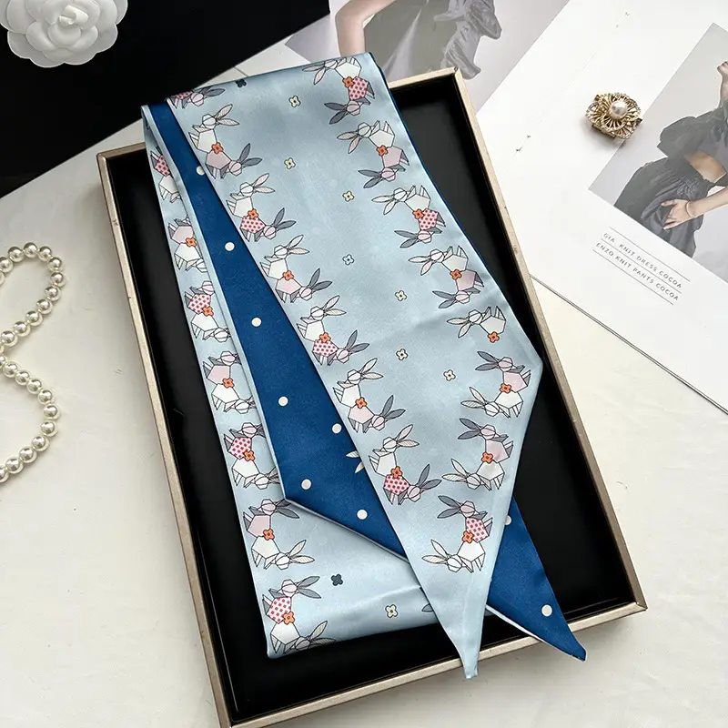 Long Silk Scarf Hair Belt Women Spring Autumn Matching Set