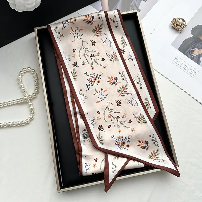 Long Silk Scarf Hair Belt Women Spring Autumn Matching Set