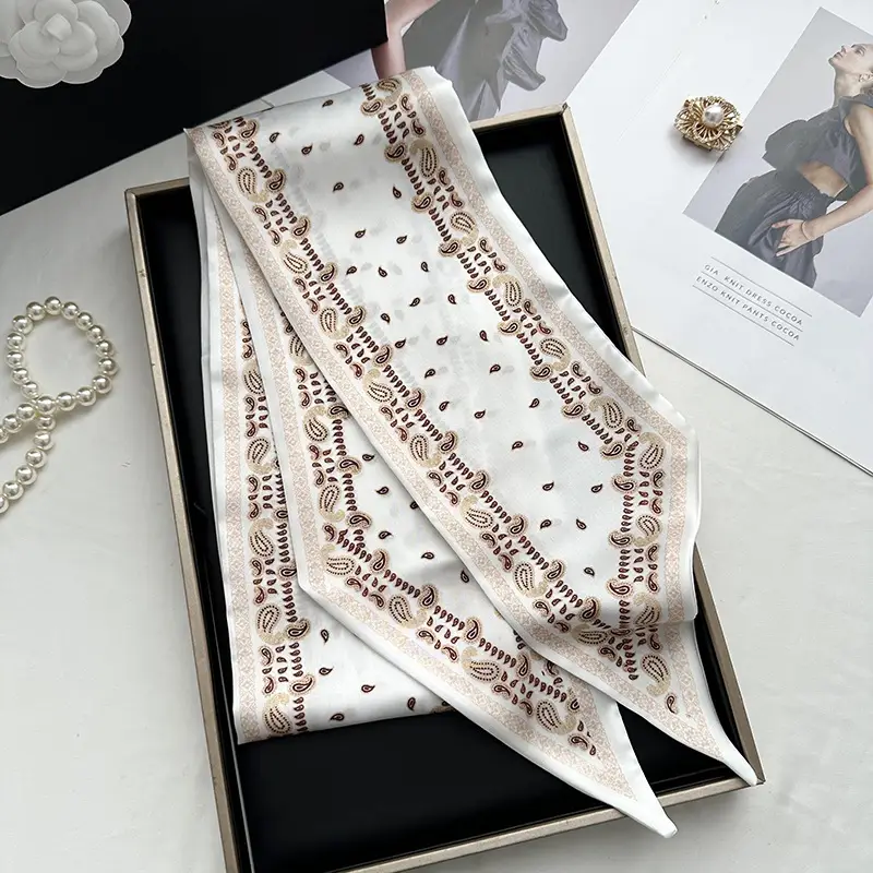 Long Silk Scarf Hair Belt Women Spring Autumn Matching Set