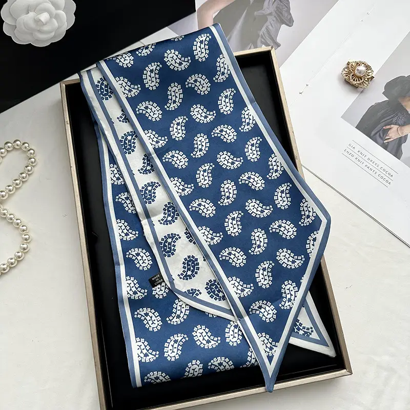 Long Silk Scarf Hair Belt Women Spring Autumn Matching Set