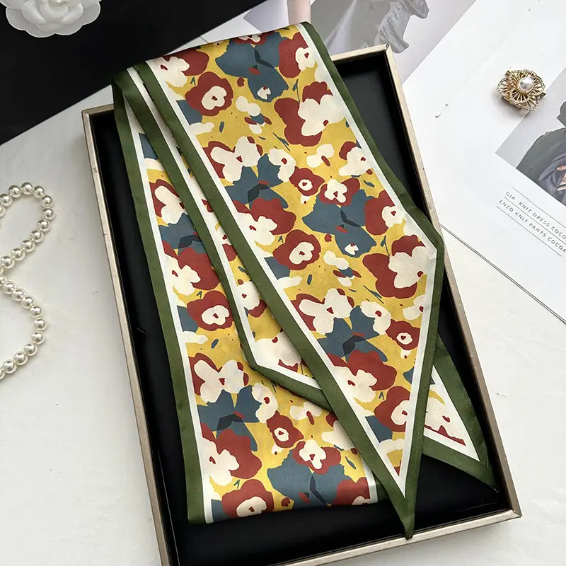 Long Silk Scarf Hair Belt Women Spring Autumn Matching Set