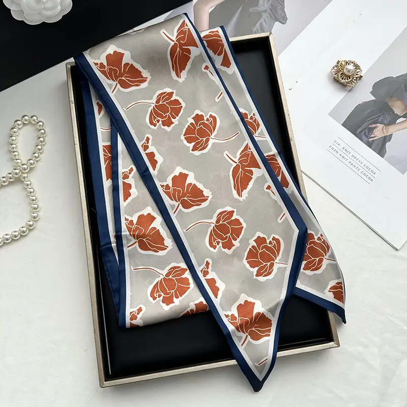 Long Silk Scarf Hair Belt Women Spring Autumn Matching Set