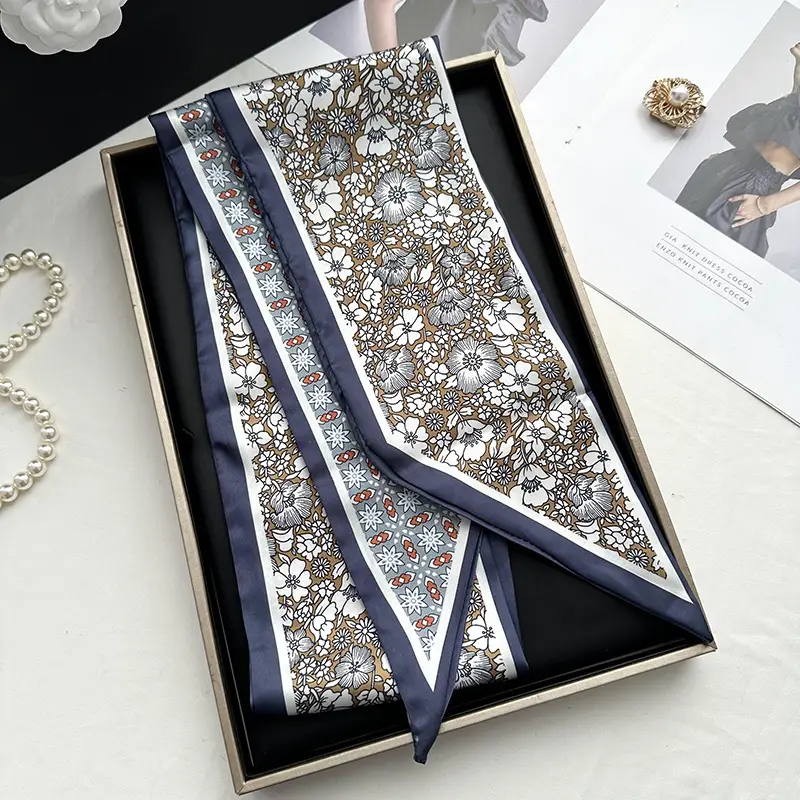 Long Silk Scarf Hair Belt Women Spring Autumn Matching Set