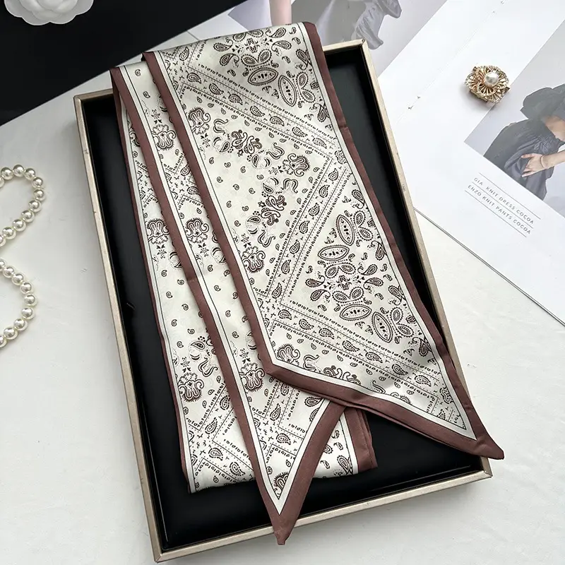 Long Silk Scarf Hair Belt Women Spring Autumn Matching Set
