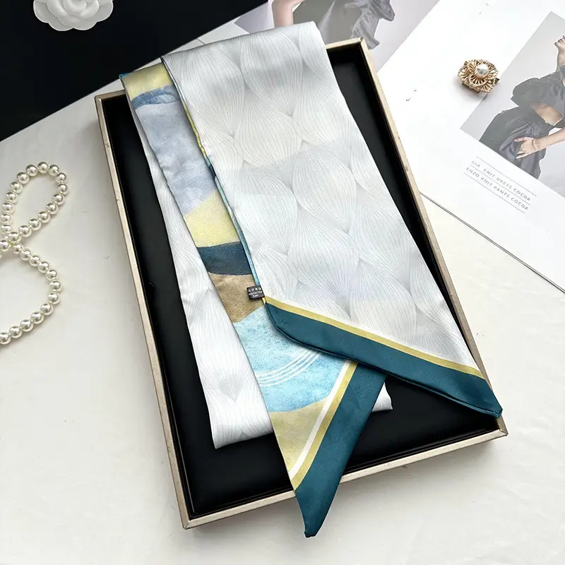 Long Silk Scarf Hair Belt Women Spring Autumn Matching Set