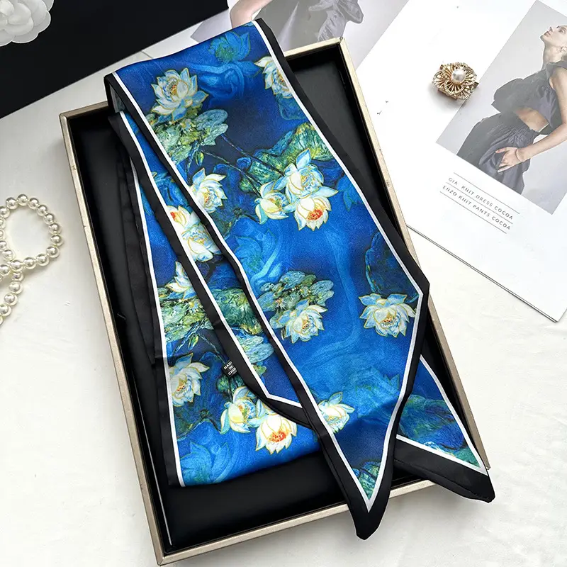 Long Silk Scarf Hair Belt Women Spring Autumn Matching Set