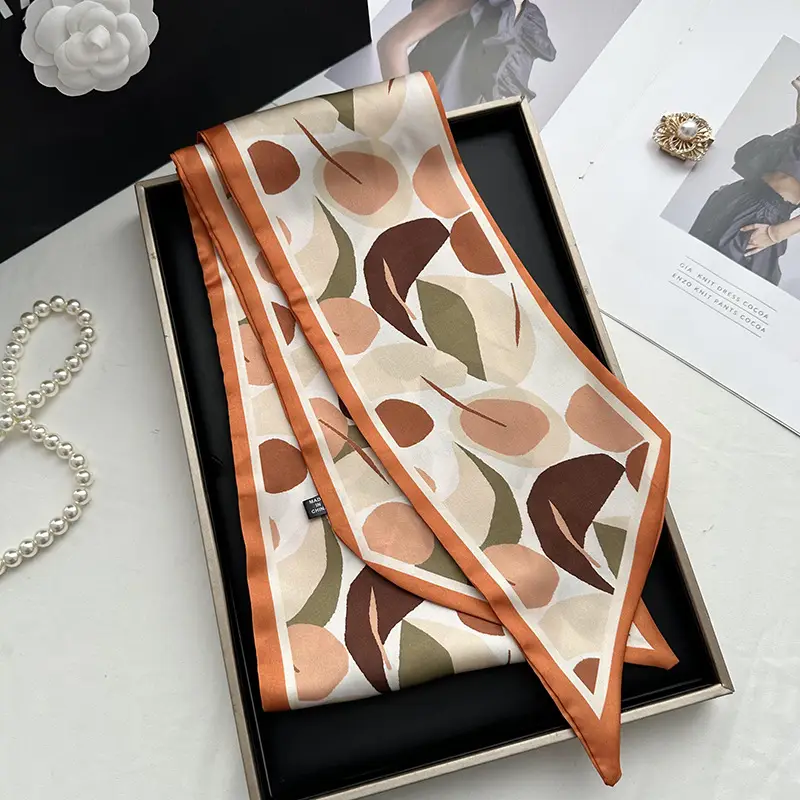 Long Silk Scarf Hair Belt Women Spring Autumn Matching Set