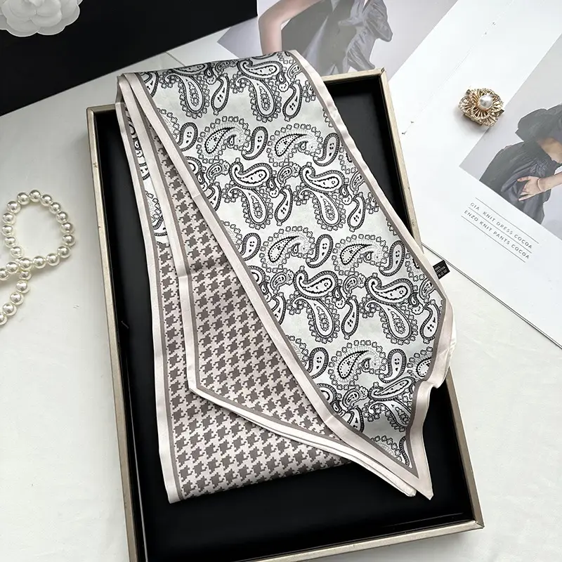 Long Silk Scarf Hair Belt Women Spring Autumn Matching Set