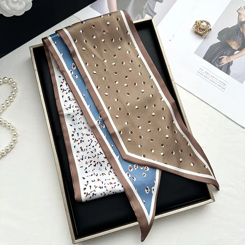 Long Silk Scarf Hair Belt Women Spring Autumn Matching Set