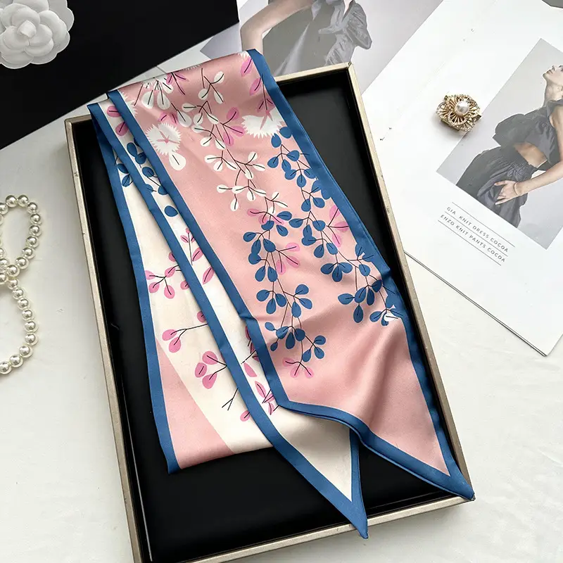 Long Silk Scarf Hair Belt Women Spring Autumn Matching Set