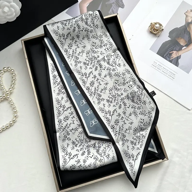 Long Silk Scarf Hair Belt Women Spring Autumn Matching Set