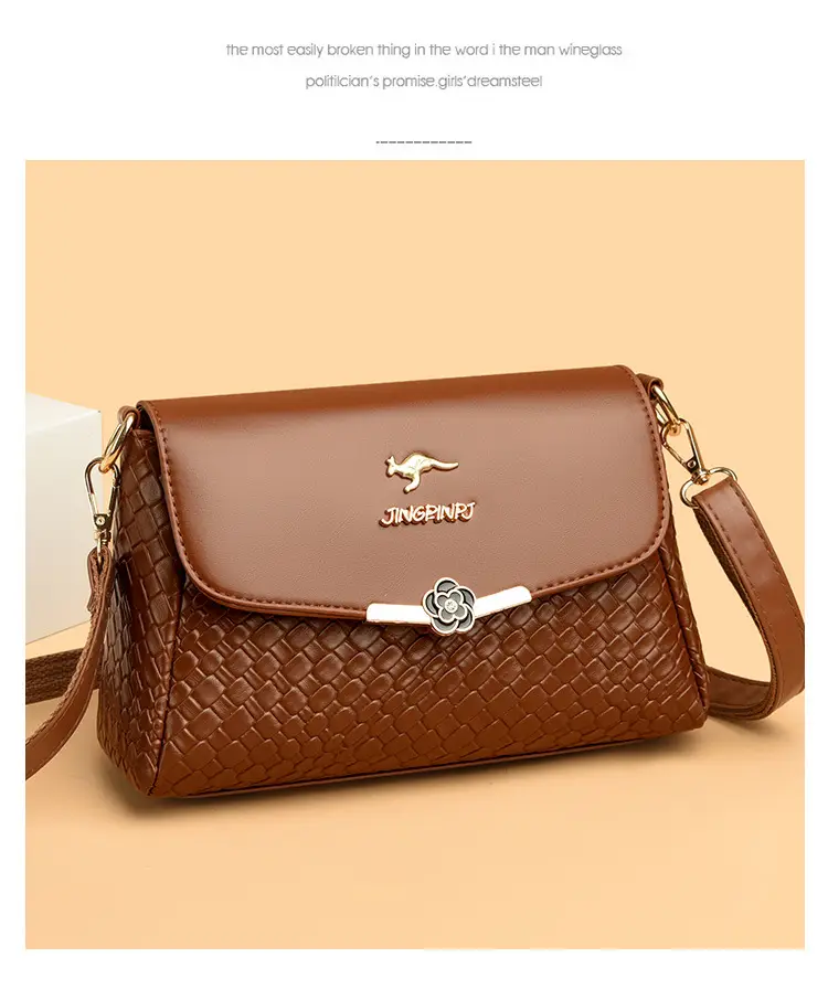 Red Embossed Women's Crossbody Bag with Gold Logo — feature 15