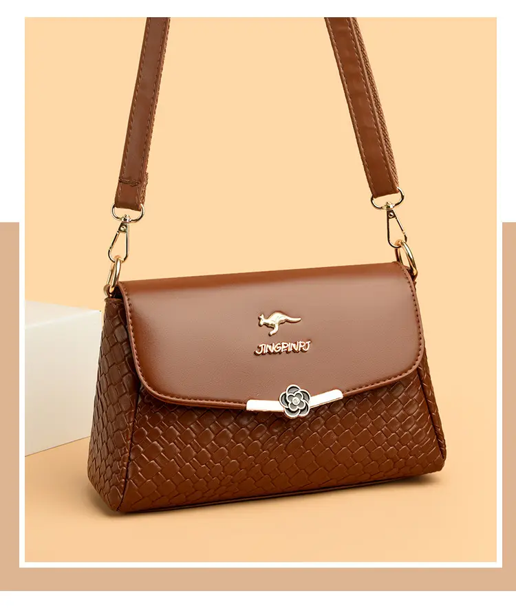 Red Embossed Women's Crossbody Bag with Gold Logo — feature 16