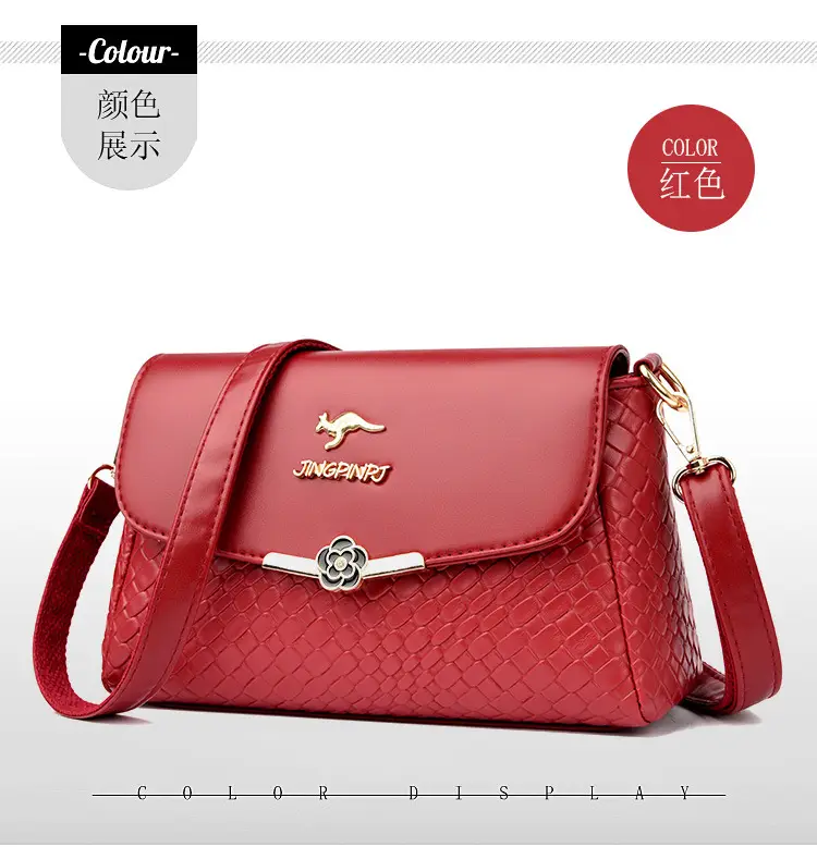 Red Embossed Women's Crossbody Bag with Gold Logo — feature 27