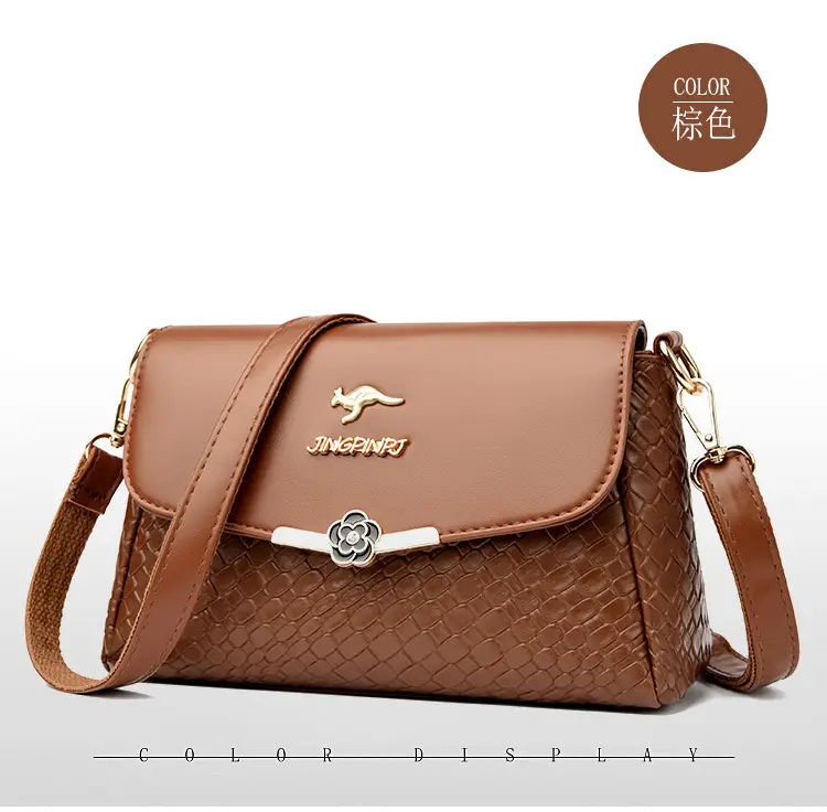 Red Embossed Women's Crossbody Bag with Gold Logo — feature 28