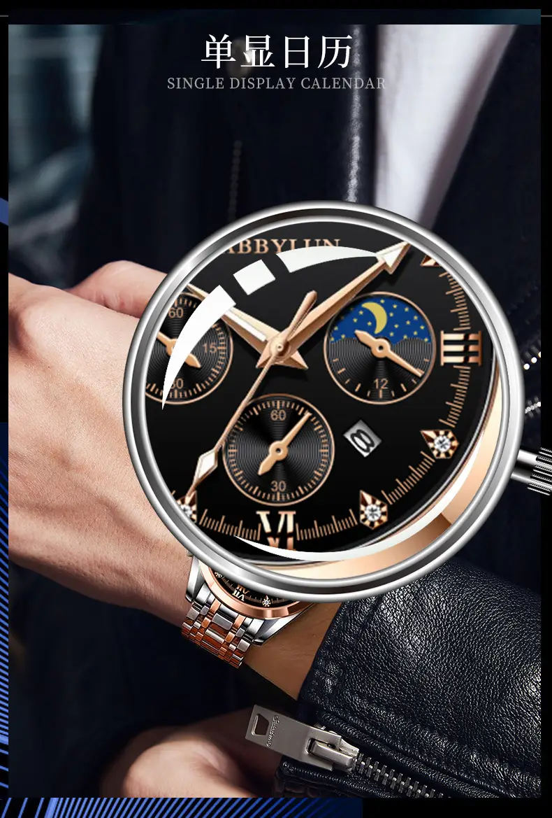 Men's Multifunctional Quartz Business Watch with Stainless Steel Band — feature 12