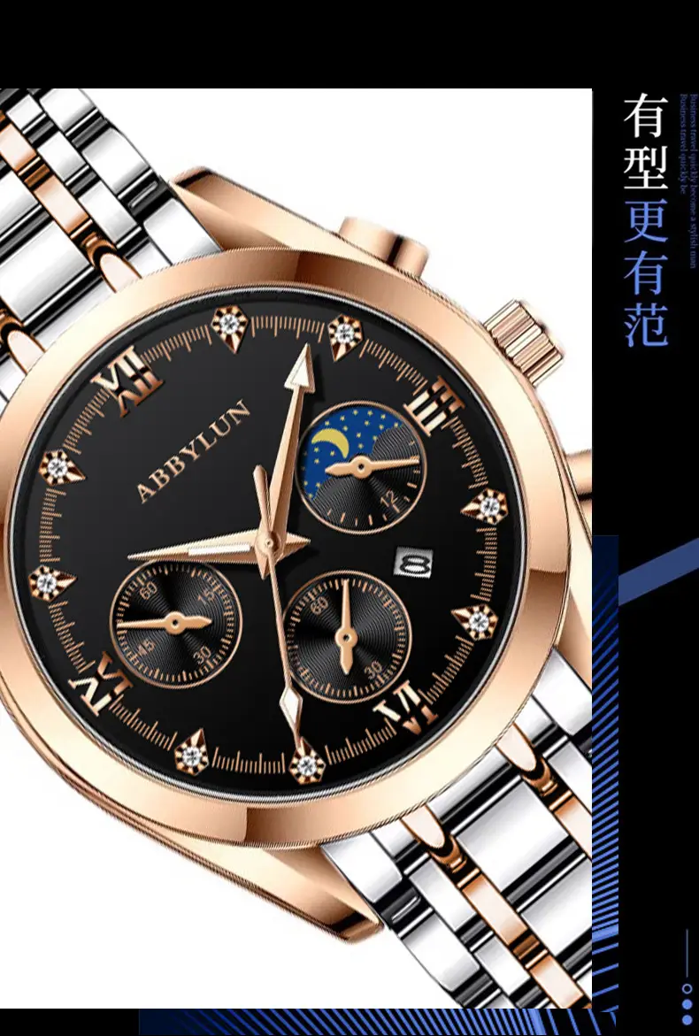 Men's Multifunctional Quartz Business Watch with Stainless Steel Band — feature 13