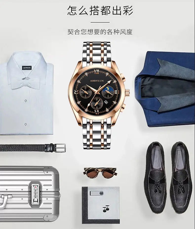 Men's Multifunctional Quartz Business Watch with Stainless Steel Band — feature 16