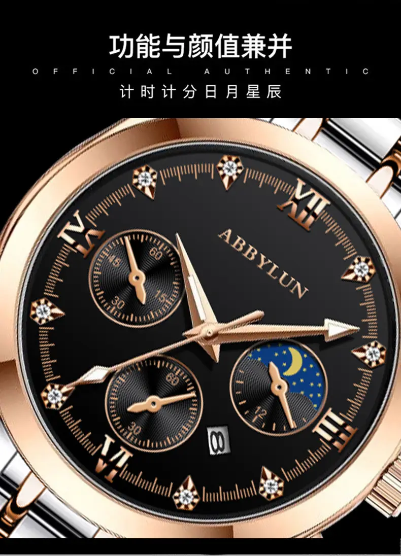 Men's Multifunctional Quartz Business Watch with Stainless Steel Band — feature 6