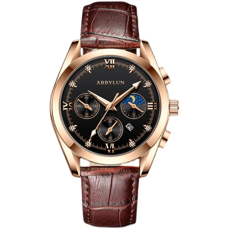 Men's Multifunctional Quartz Business Watch with Stainless Steel Band