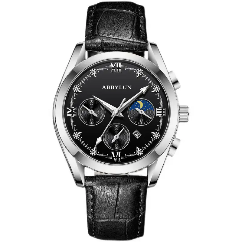 Men's Multifunctional Quartz Business Watch with Stainless Steel Band