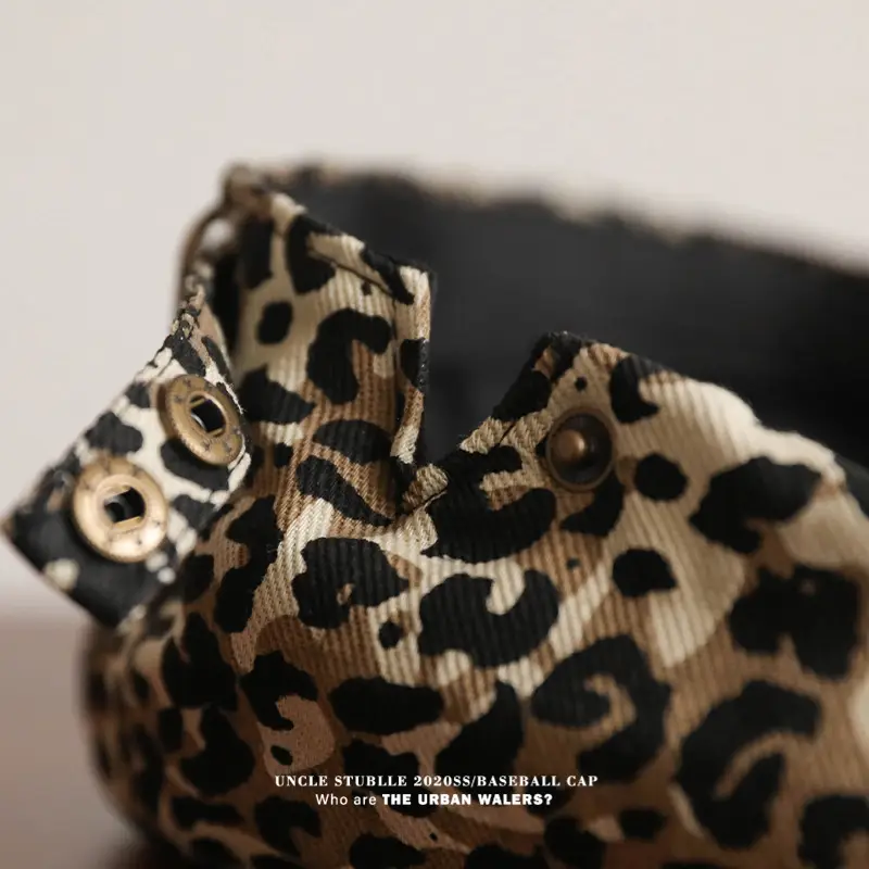 Women's Leopard Print Beret with Duckling Tone