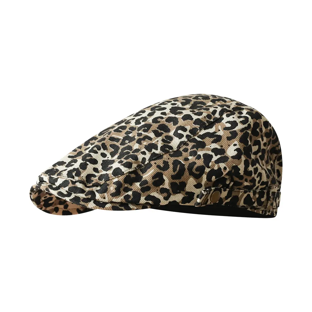 Women's Leopard Print Beret with Duckling Tone