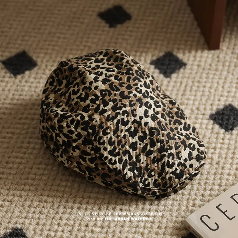 Women's Leopard Print Beret with Duckling Tone — feature 2