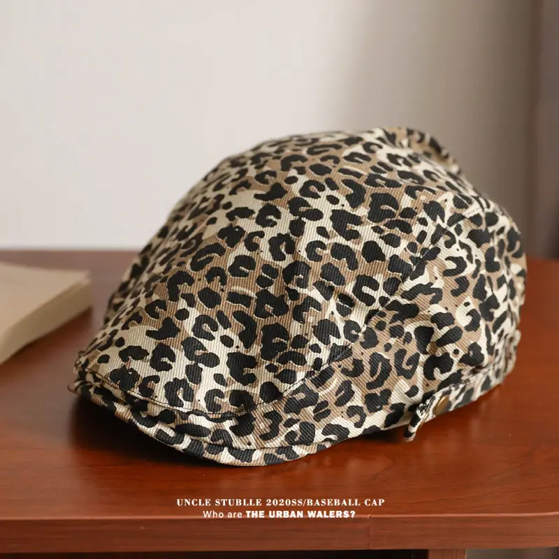 Women's Leopard Print Beret with Duckling Tone — feature 4