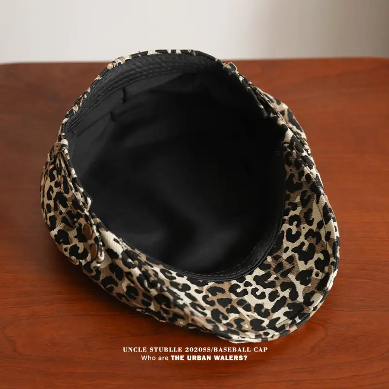 Women's Leopard Print Beret with Duckling Tone — feature 6