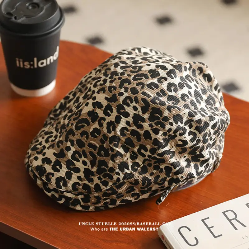 Women's Leopard Print Beret with Duckling Tone — feature 8