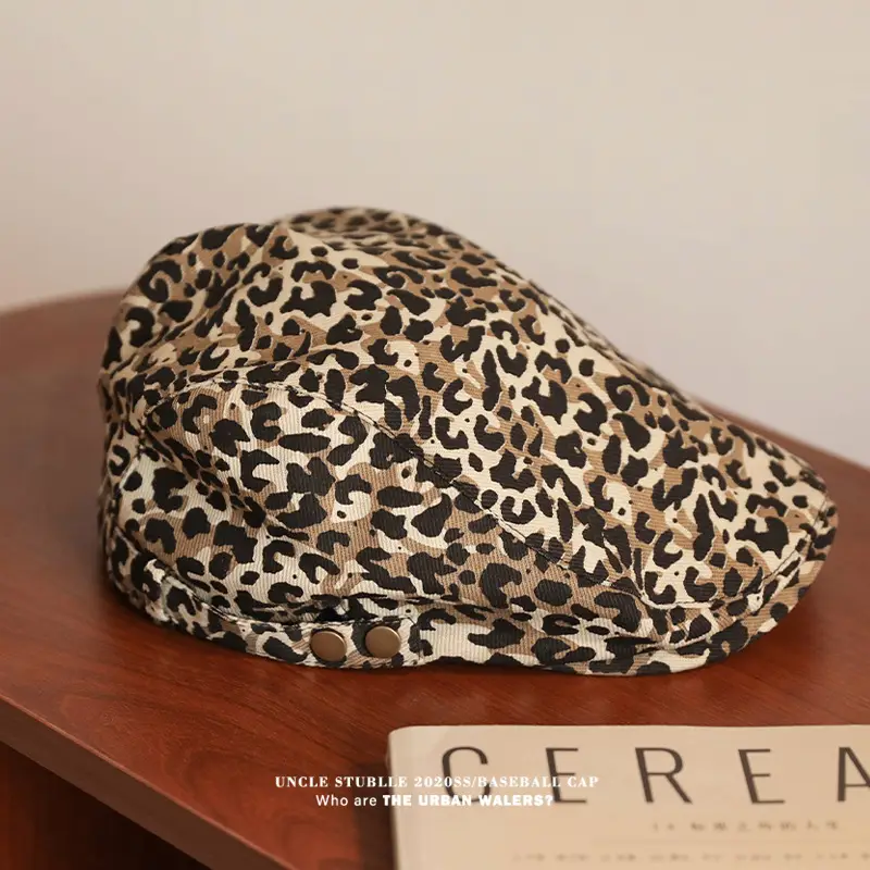 Women's Leopard Print Beret with Duckling Tone — feature 9