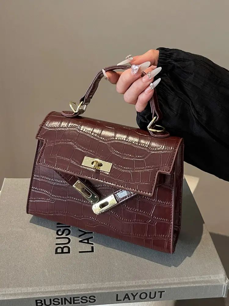 White Croc Leather Shoulder Bag for Women