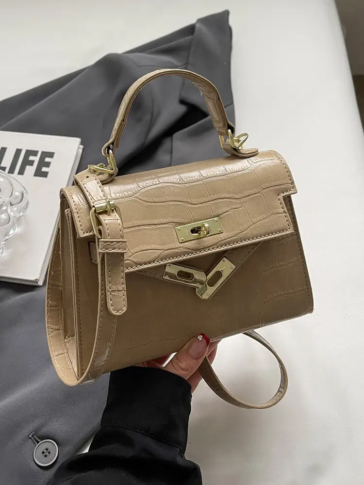 White Croc Leather Shoulder Bag for Women