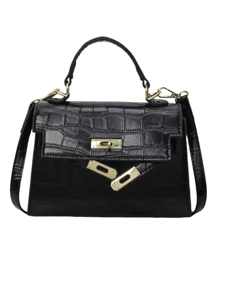 White Croc Leather Shoulder Bag for Women
