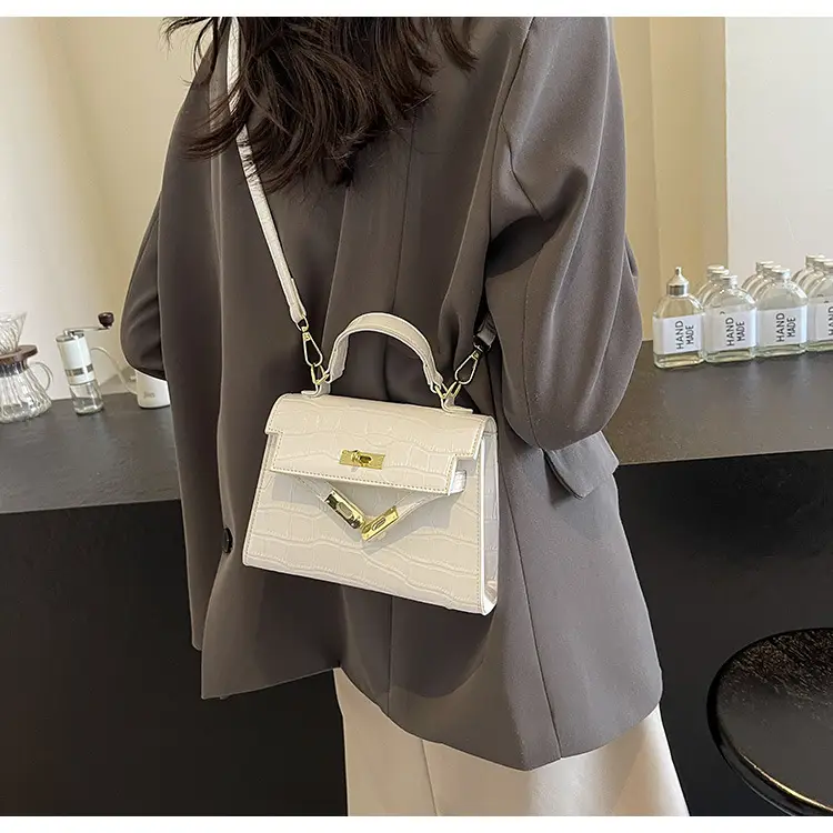 White Croc Leather Shoulder Bag for Women — feature 11