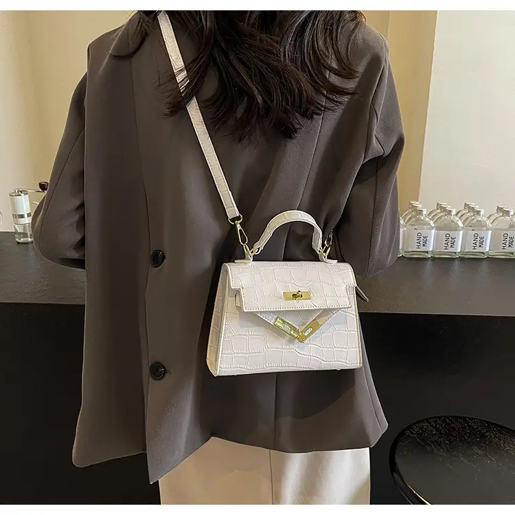 White Croc Leather Shoulder Bag for Women — feature 12