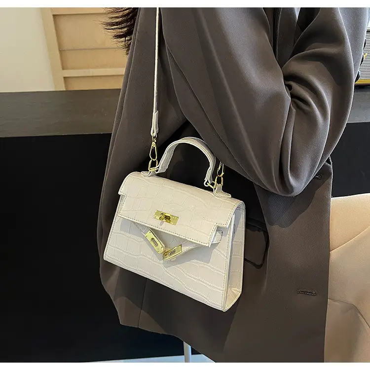 White Croc Leather Shoulder Bag for Women — feature 13