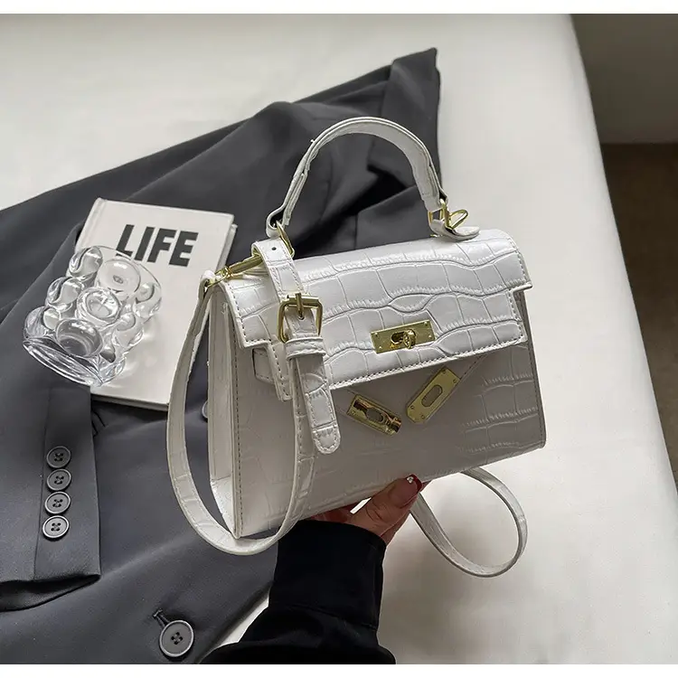 White Croc Leather Shoulder Bag for Women — feature 25