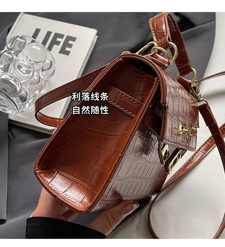White Croc Leather Shoulder Bag for Women — feature 6