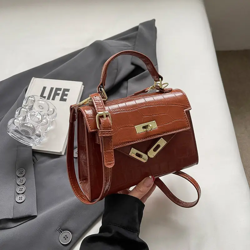 White Croc Leather Shoulder Bag for Women