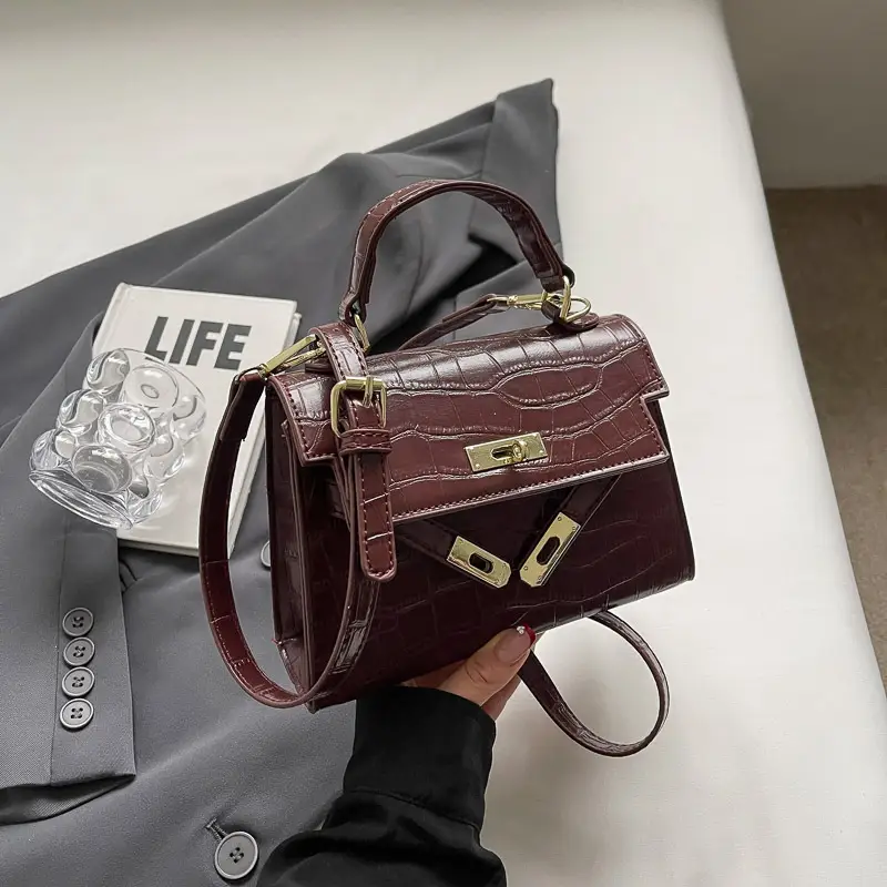 White Croc Leather Shoulder Bag for Women